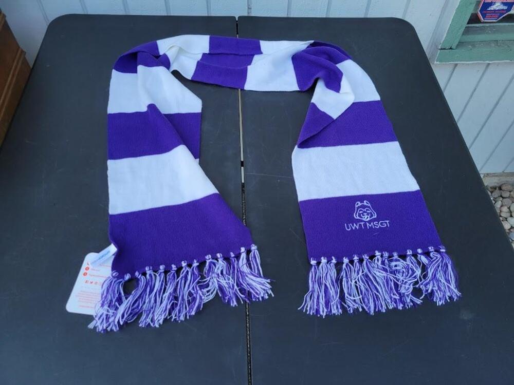 University of Washington Tacoma Hat Scarf Purple White Striped UWT MSGT College